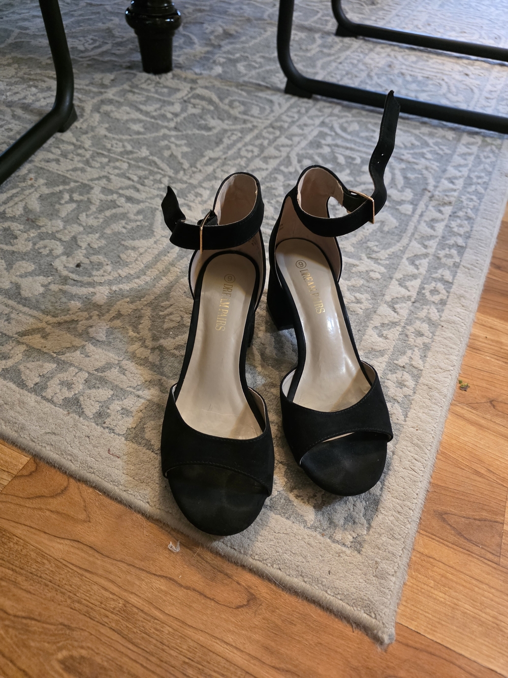 Dream Pairs Black Open-Toe Ankle-Strap Block Heels